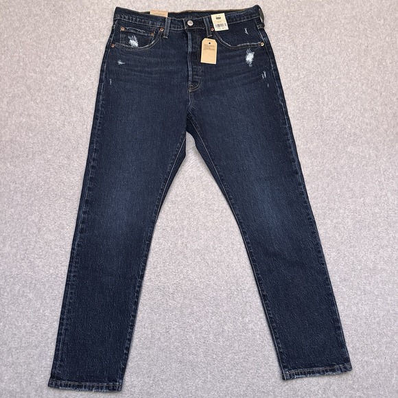 NEW Levi's 501S Jeans Womens 32X28 Blue Skinny Button Fly Distressed High Rise - Picture 1 of 12